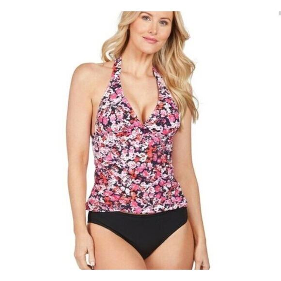 Nautica Women Marina Halter Shirred Floral Tankini Multicolor Size S 1979 - Picture 1 of 2